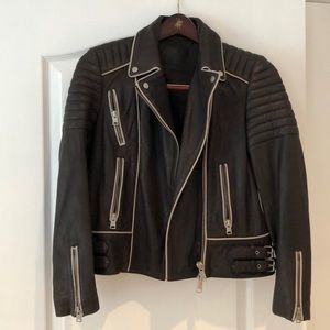 All Saints brown leather biker jacket